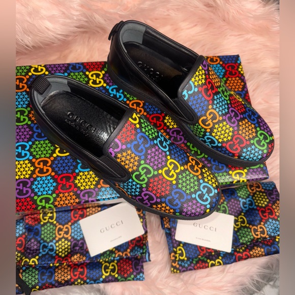 Gucci Psychedelic GG Star Rainbow Leather Slip-On Sneaker - Picture 6 of 12
